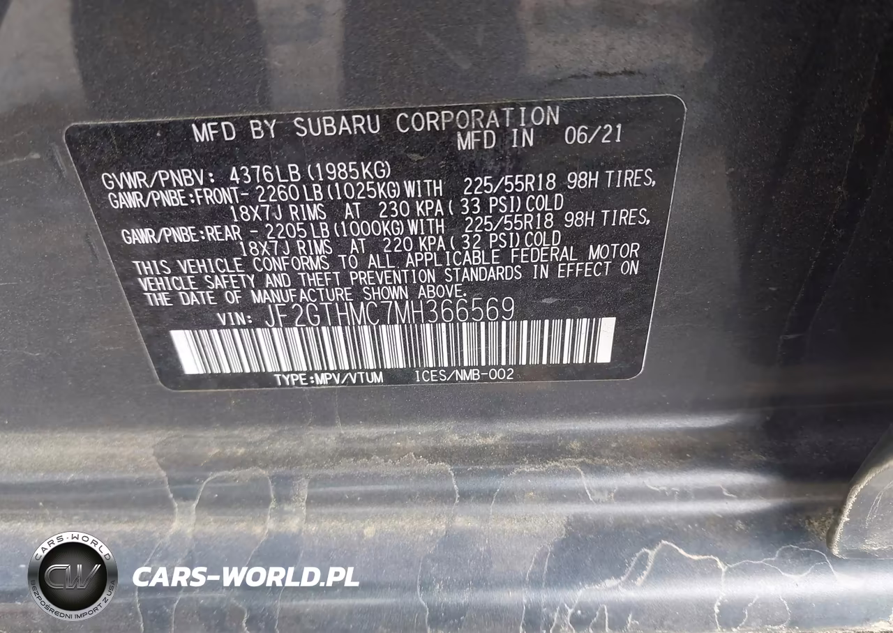 2021 Subaru Crosstrek Limited VIN:JF2GTHMC7MH366569 - 9