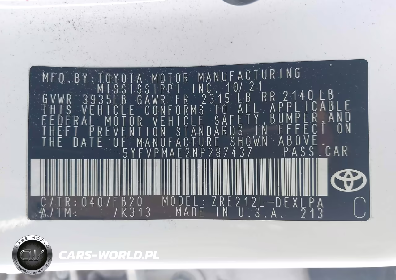 2022 Toyota Corolla Le VIN:5YFVPMAE2NP287437 - 9