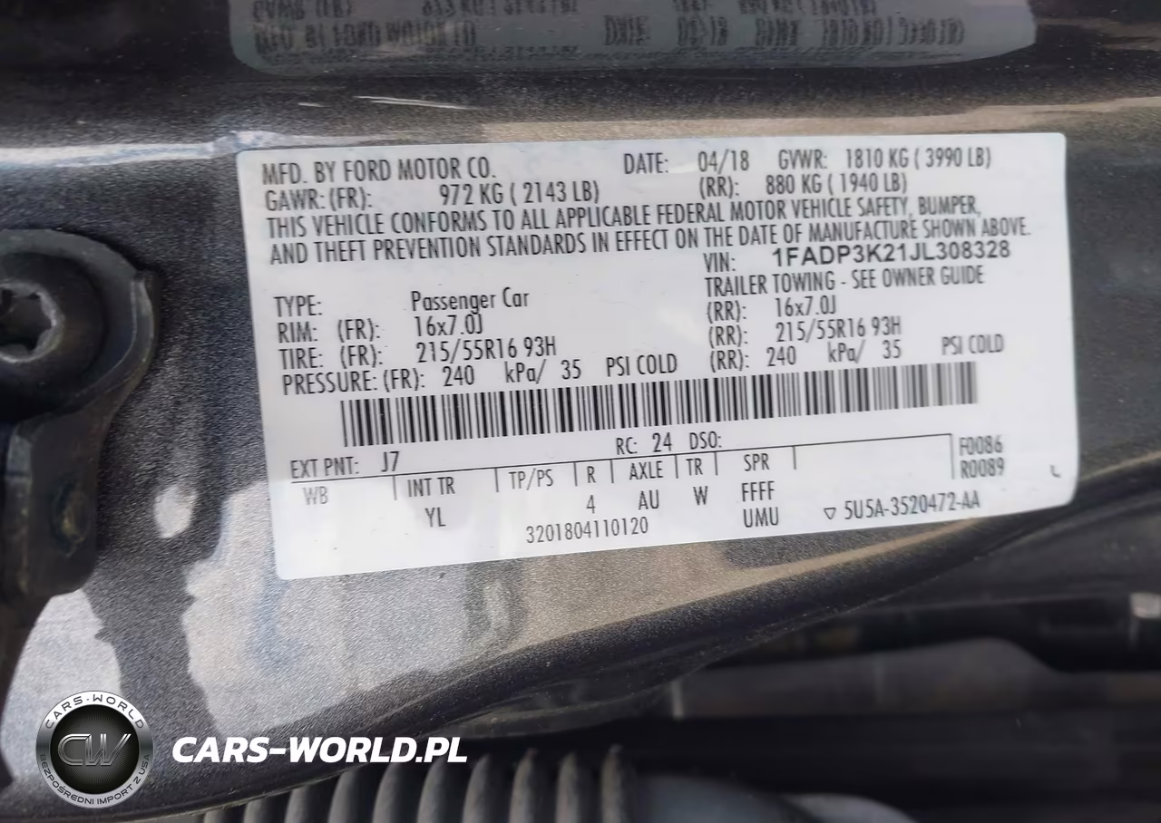 2018 Ford Focus Se VIN:1FADP3K21JL308328 - 9