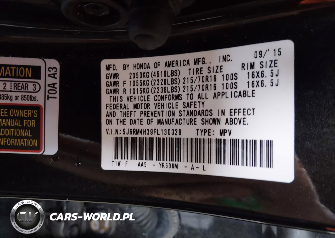 2015 Honda Cr-V Lx VIN:5J6RM4H39FL130328 - 9