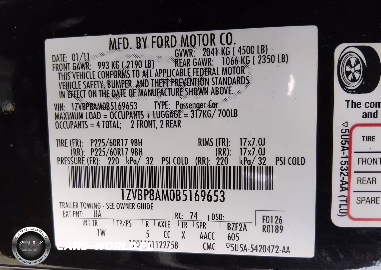 2011 Ford Mustang V6 VIN:1ZVBP8AM0B5169653 - 9