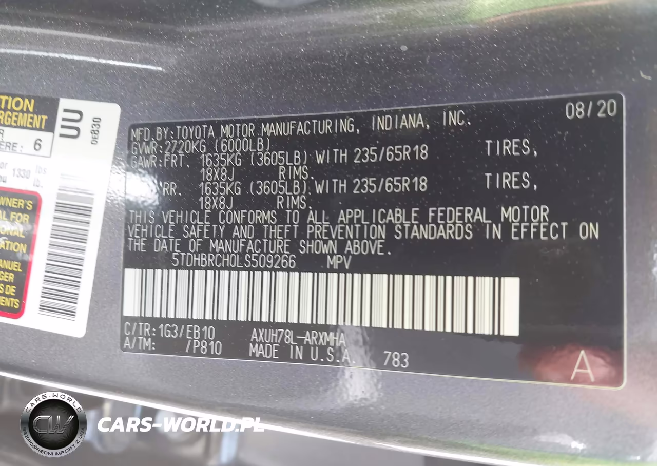 2020 Toyota Highlander Hybrid Xle VIN:5TDHBRCH0LS509266 - 9