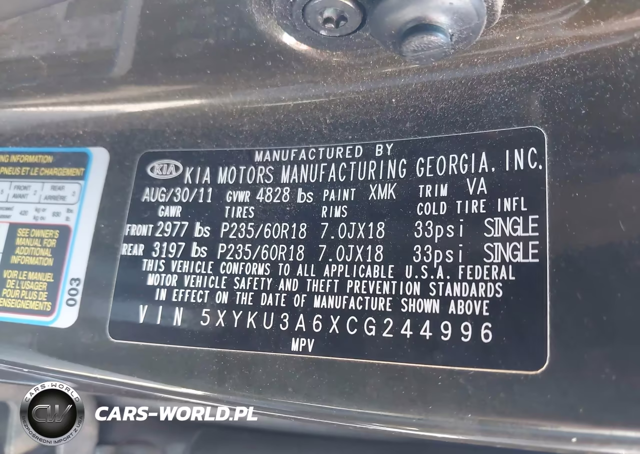 2012 Kia Sorento Ex VIN:5XYKU3A6XCG244996 - 9