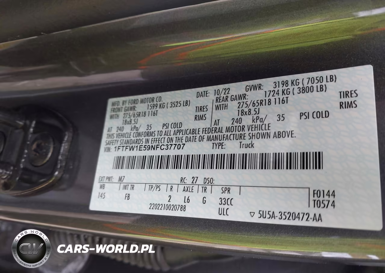 2022 Ford F-150 Xlt VIN:1FTFW1E59NFC37707 - 9