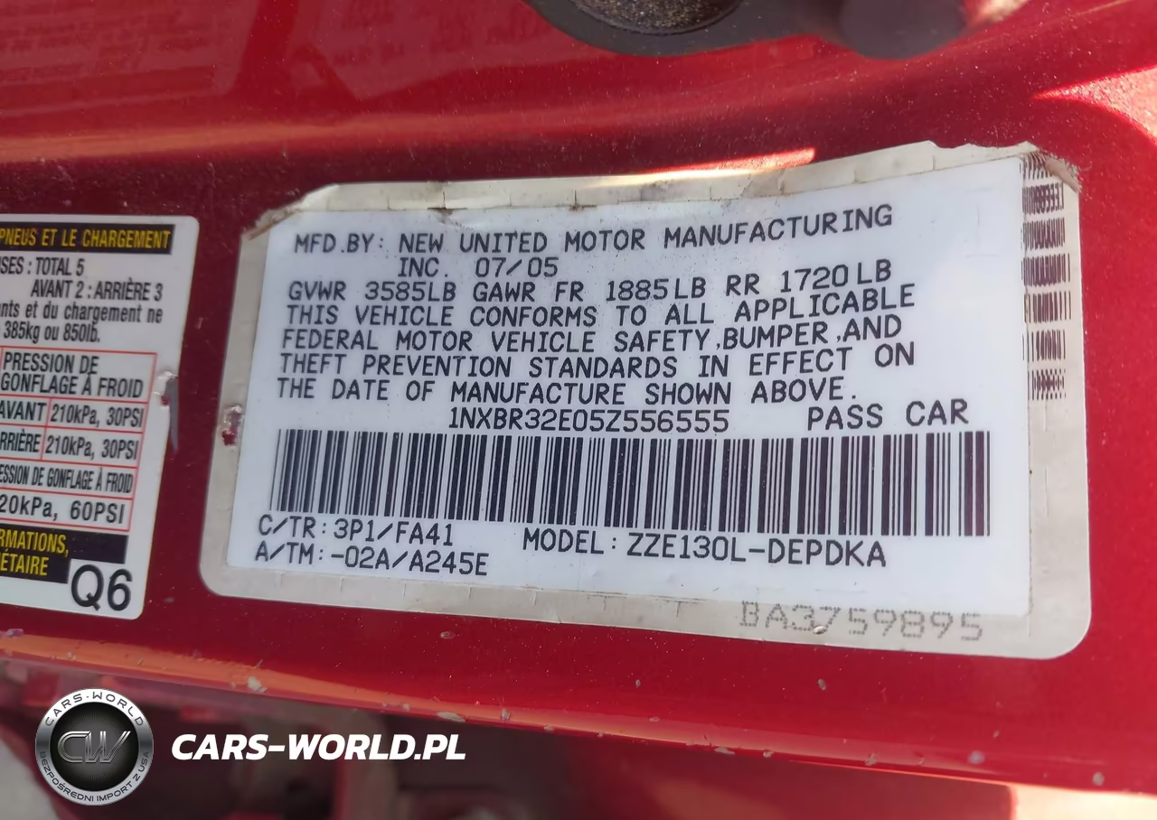 2005 Toyota Corolla Ce VIN:1NXBR32E05Z556555 - 9