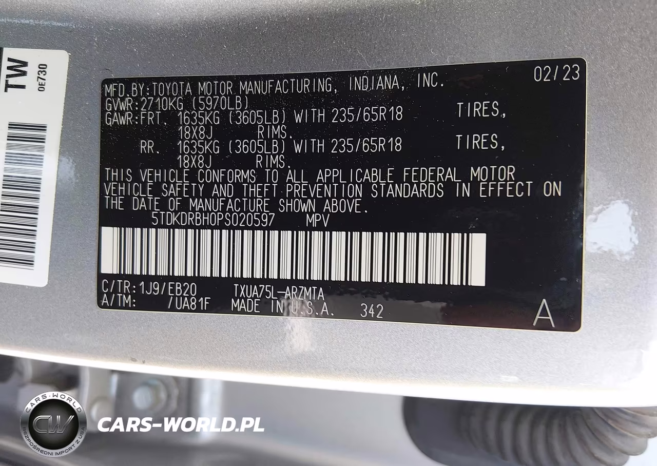 2023 Toyota Highlander Xle VIN:5TDKDRBH0PS020597 - 9