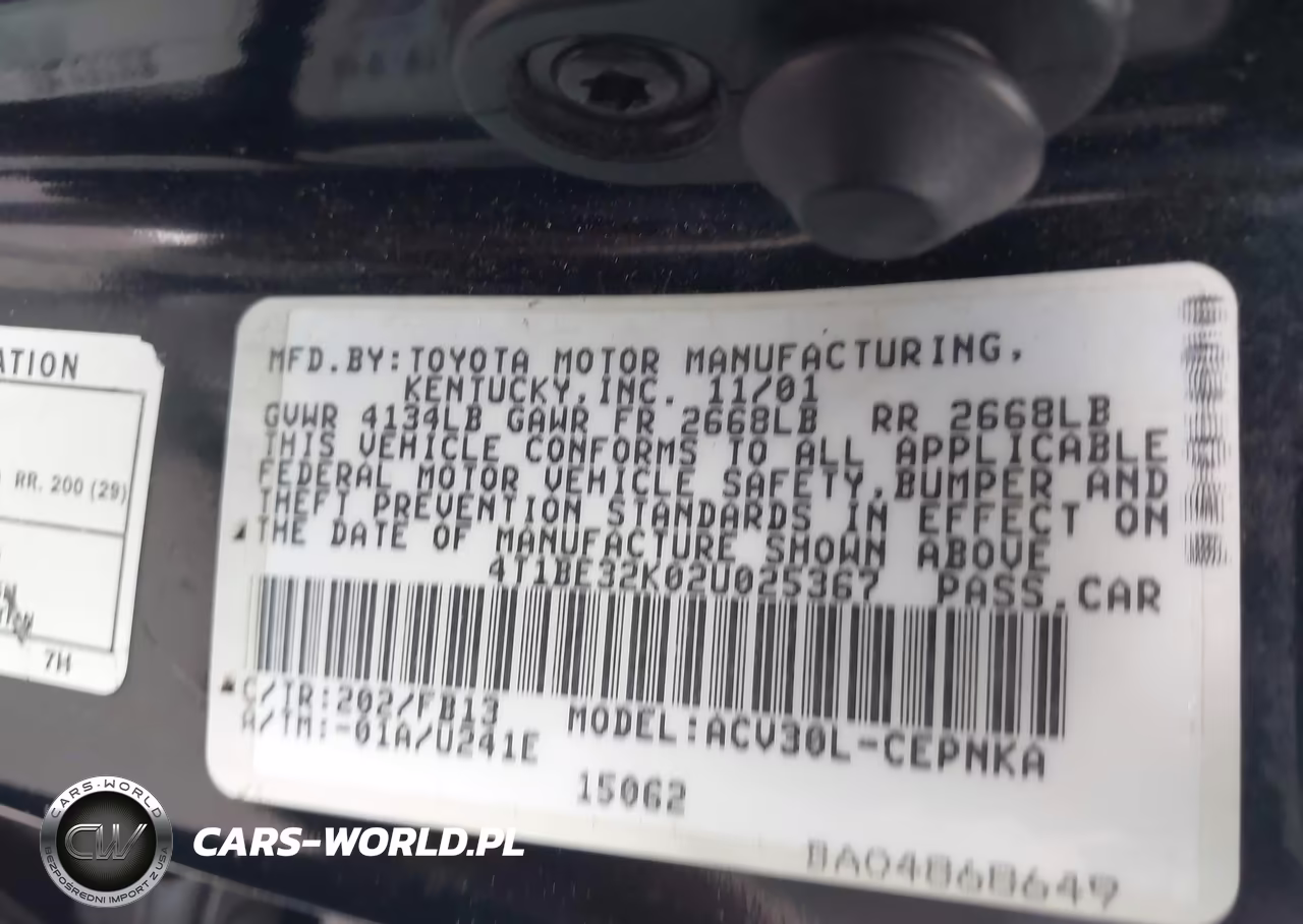 2002 Toyota Camry Le VIN:4T1BE32K02U025367 - 9