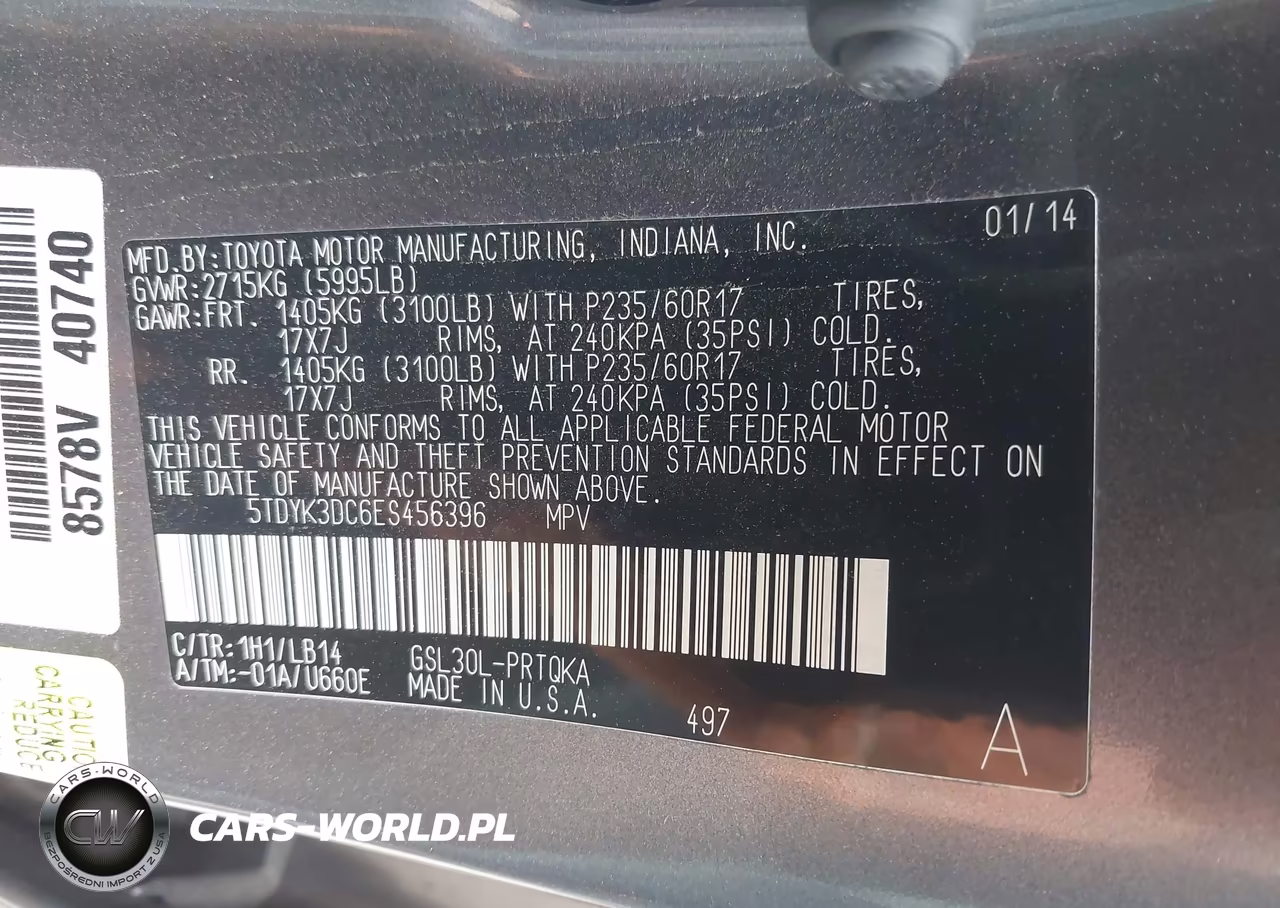 2014 Toyota Sienna Xle V6 8 Passenger VIN:5TDYK3DC6ES456396 - 9