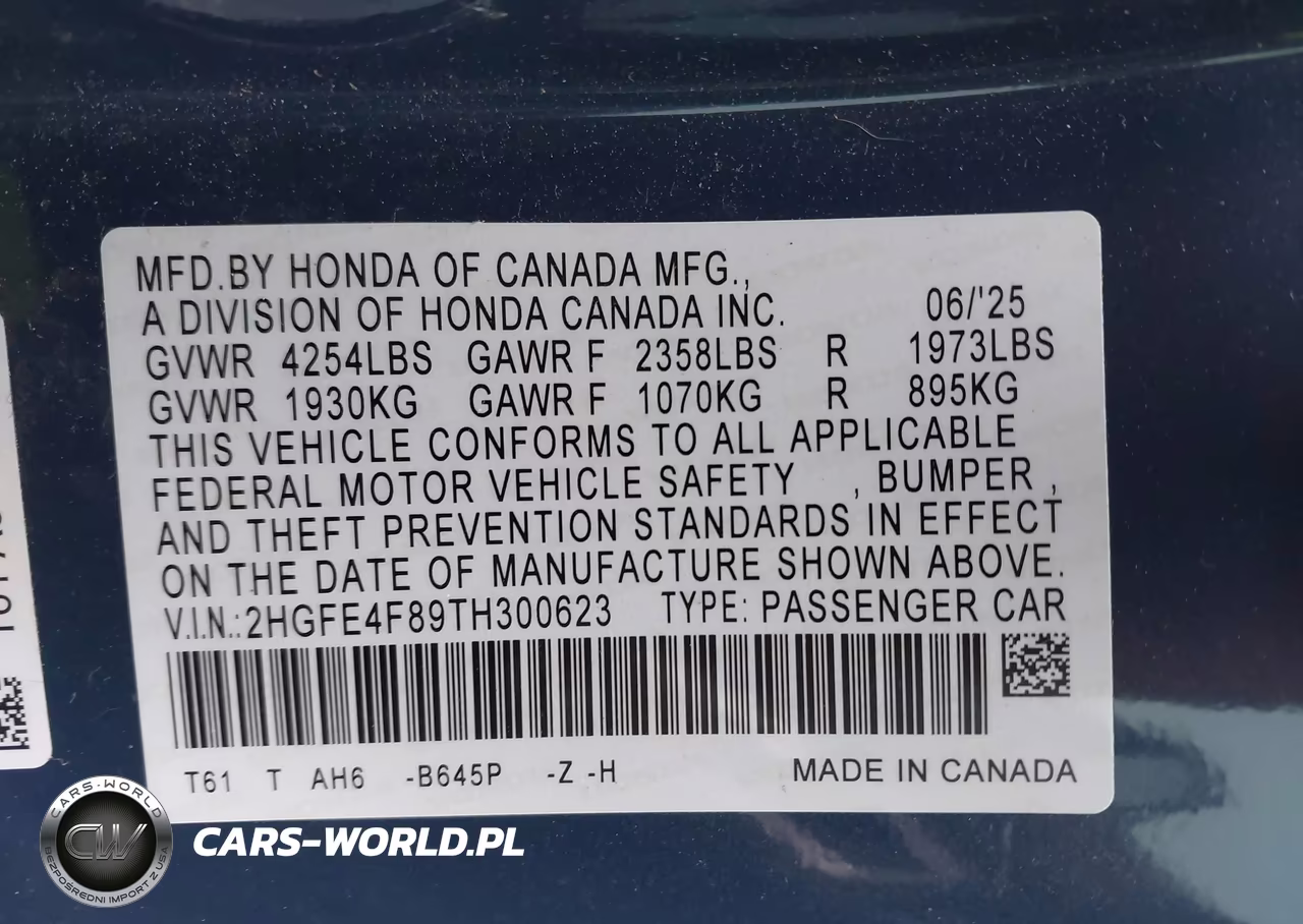 2026 Honda Civic Hybrid Sport-Sport Touring VIN:2HGFE4F89TH300623 - 9