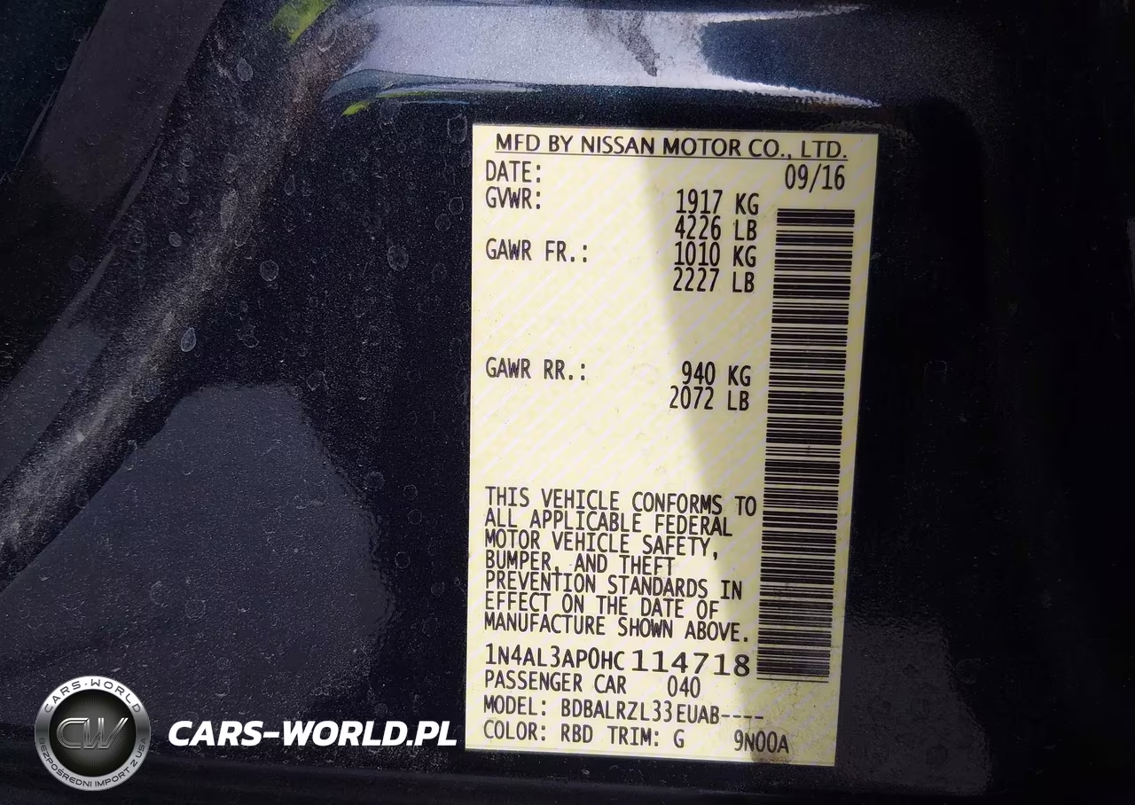 2017 Nissan Altima 2.5-2.5 S-2.5 Sl-2.5 Sr-2.5 Sv VIN:1N4AL3AP0HC114718 - 9