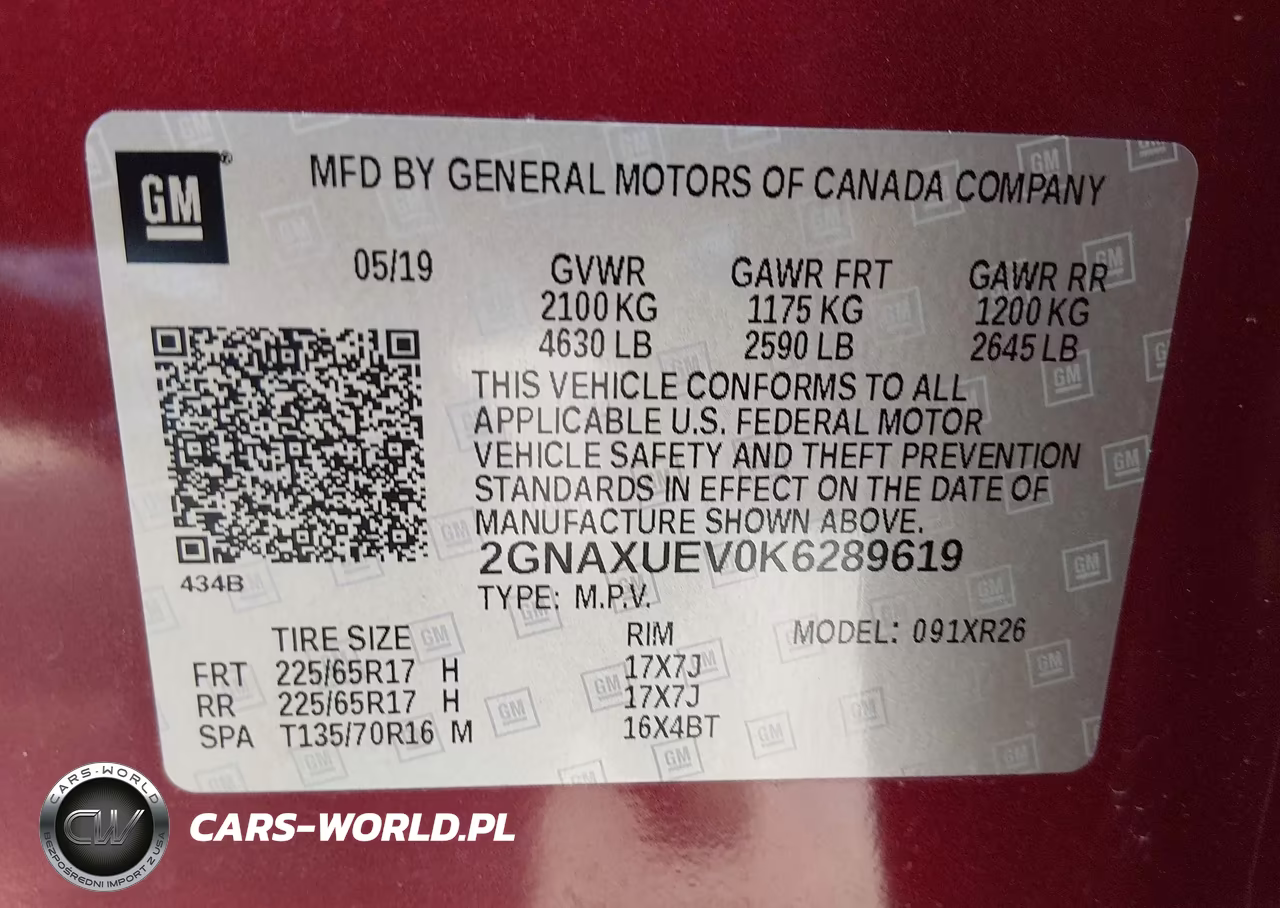 2019 Chevrolet Equinox Lt VIN:2GNAXUEV0K6289619 - 9