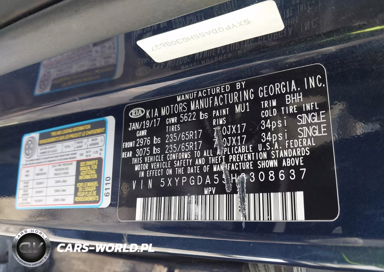 2017 Kia Sorento 3.3L Lx VIN:5XYPGDA55HG308637 - 9
