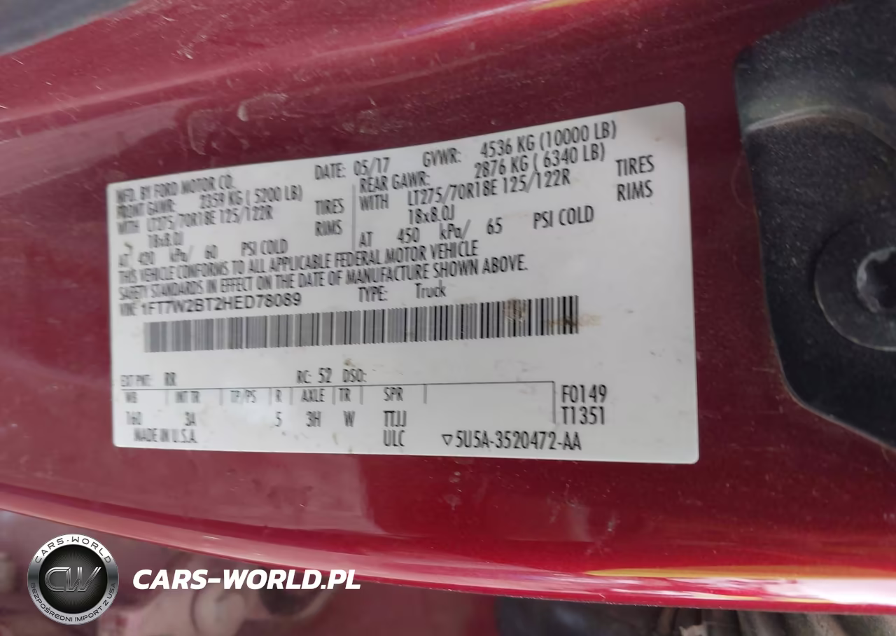 2017 Ford F-250 Xlt VIN:1FT7W2BT2HED78089 - 9