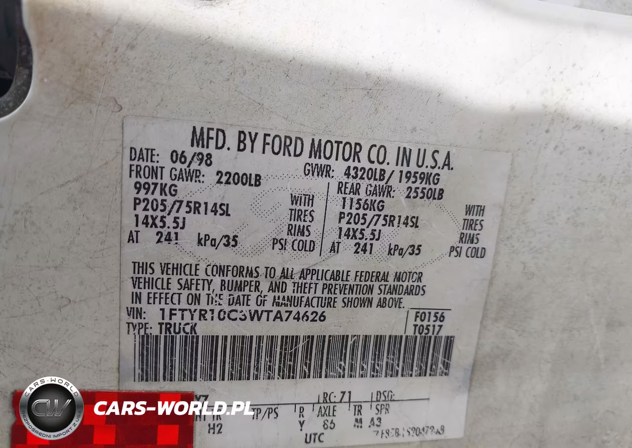 1998 Ford Ranger Splash-Xl-Xlt VIN:1FTYR10C3WTA74626 - 9