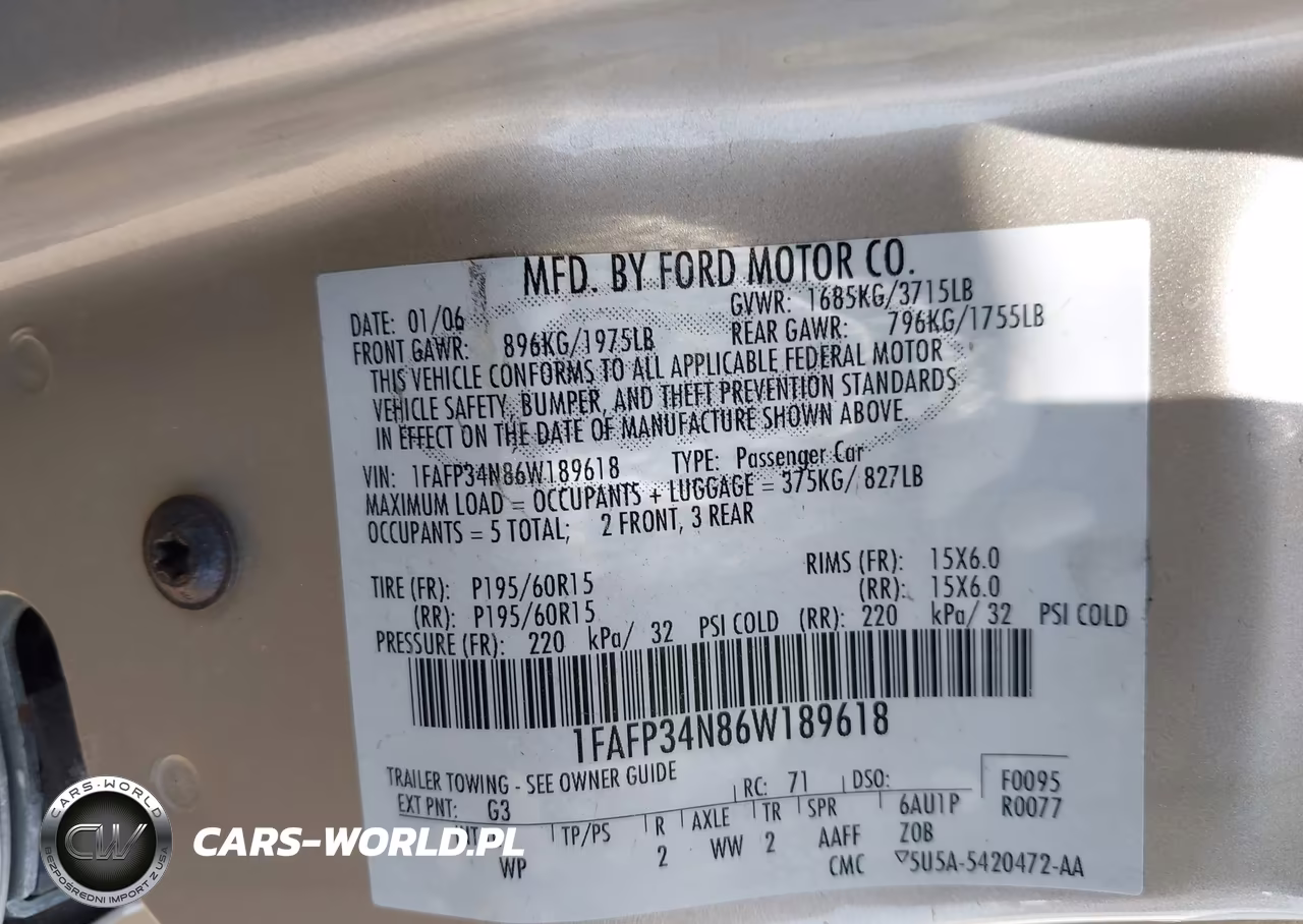 2006 Ford Focus Zx4 VIN:1FAFP34N86W189618 - 9