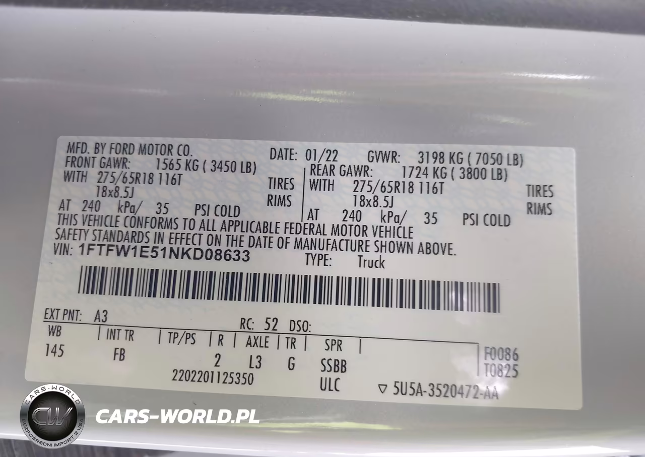 2022 Ford F-150 Xlt VIN:1FTFW1E51NKD08633 - 9