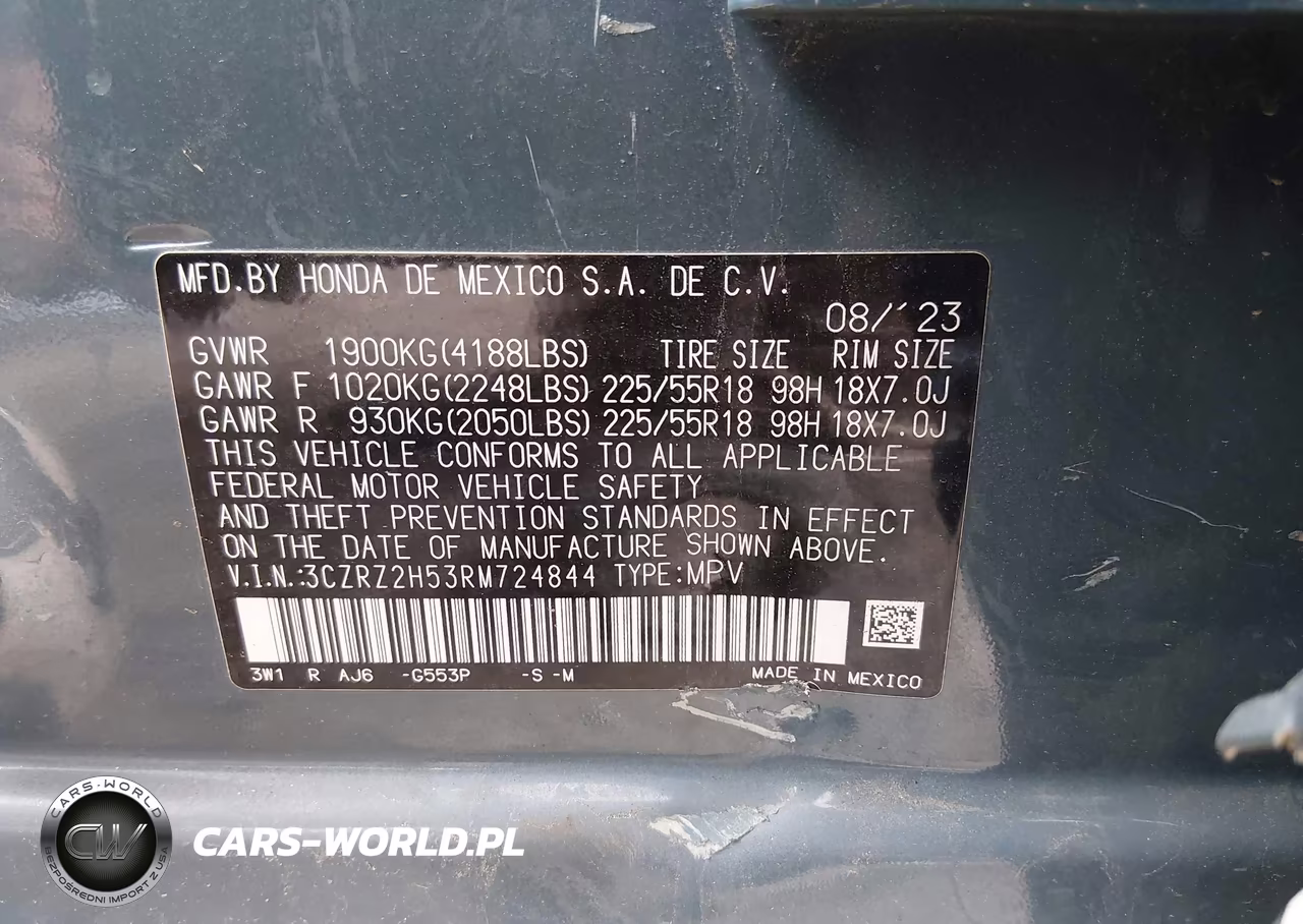 2024 Honda Hr-V Awd Sport-Awd Sport W-O Bsi VIN:3CZRZ2H53RM724844 - 9