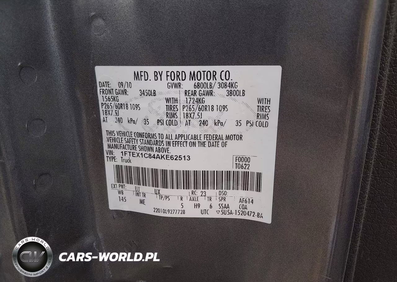 2010 Ford F-150 Fx2 Sport-Stx-Xl-Xlt VIN:1FTEX1C84AKE62513 - 9