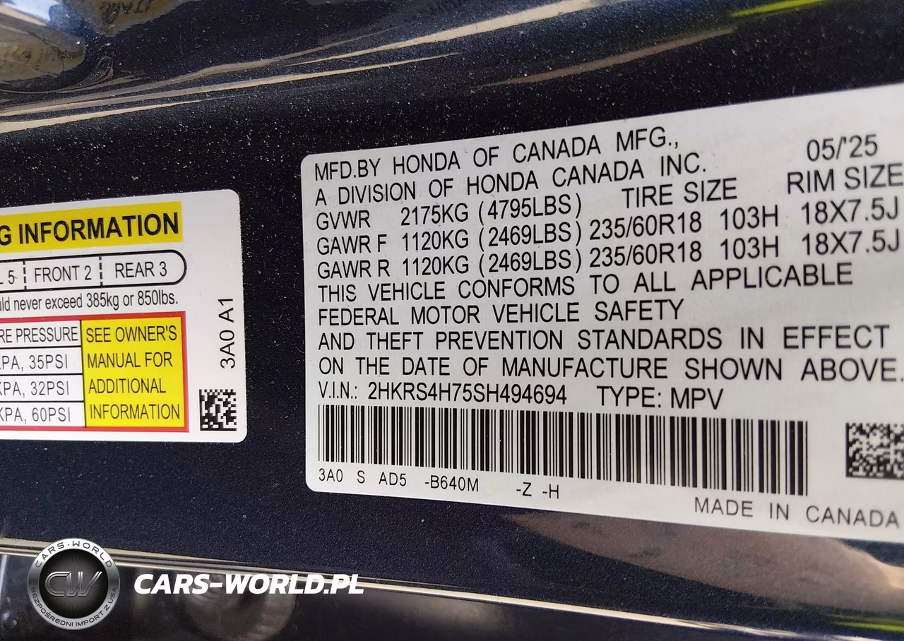 2025 Honda Cr-V Ex-L Awd VIN:2HKRS4H75SH494694 - 9