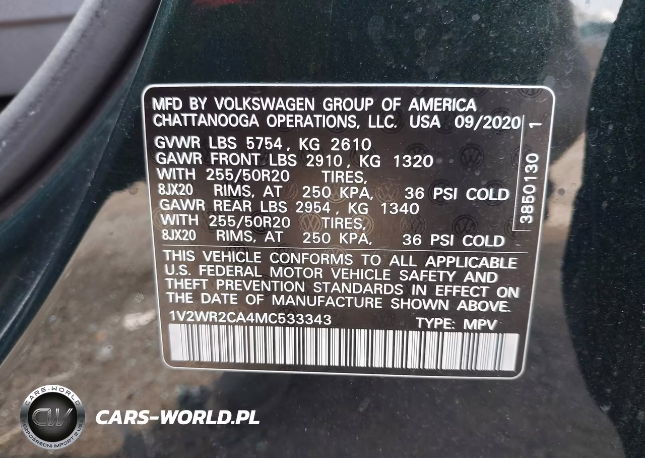 2021 Volkswagen Atlas 3.6L V6 Se W-Technology VIN:1V2WR2CA4MC533343 - 9