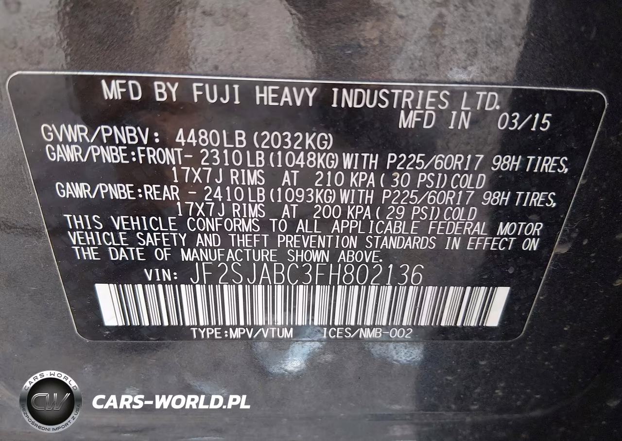 2015 Subaru Forester 2.5I VIN:JF2SJABC3FH802136 - 9
