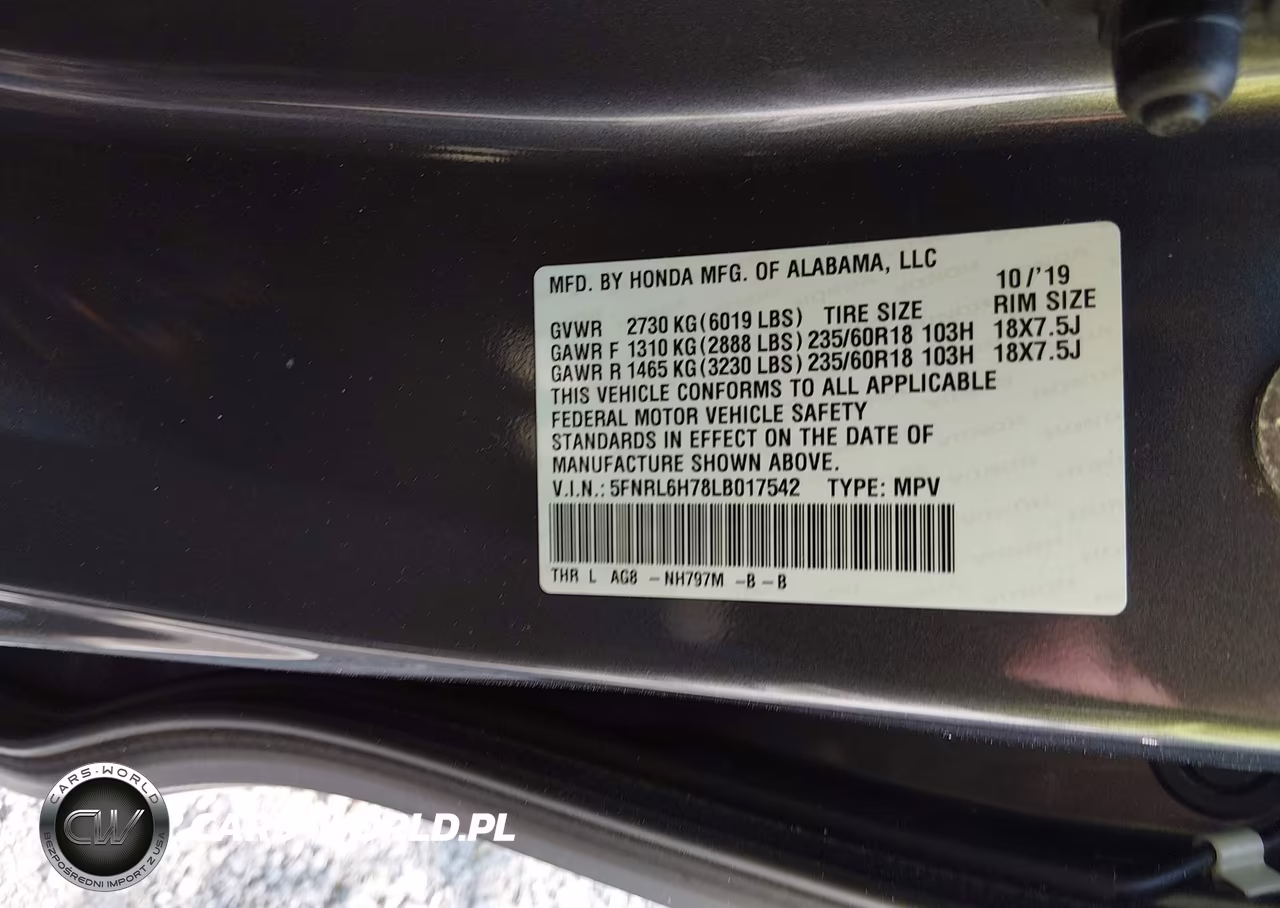 2020 Honda Odyssey Ex-L-Ex-L W-Navi Res VIN:5FNRL6H78LB017542 - 9