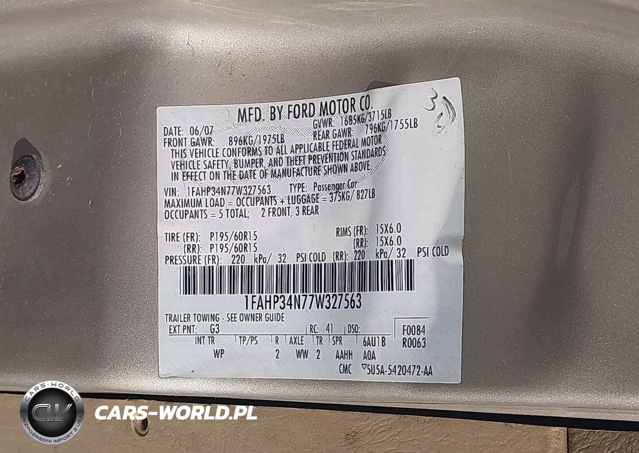 2007 Ford Focus S-Se-Ses VIN:1FAHP34N77W327563 - 9