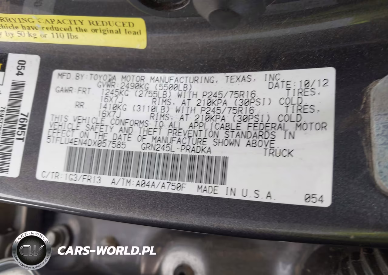 2013 Toyota Tacoma Base V6 VIN:5TFLU4EN4DX057585 - 9