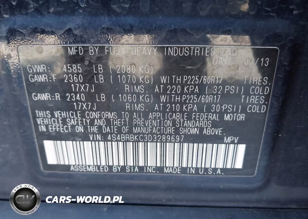 2013 Subaru Outback 2.5I Limited VIN:4S4BRBKC3D3289697 - 9