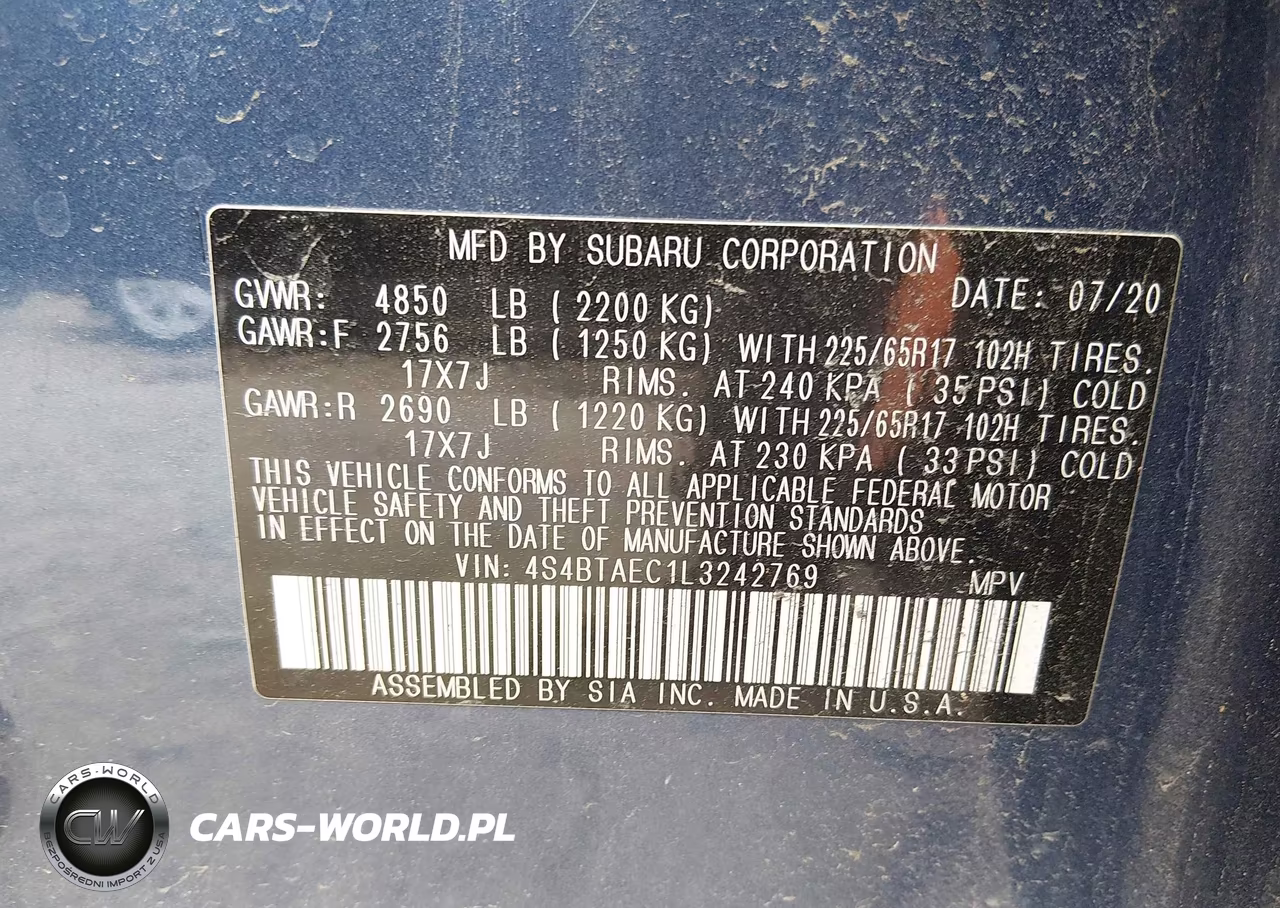 2020 Subaru Outback Premium VIN:4S4BTAEC1L3242769 - 9