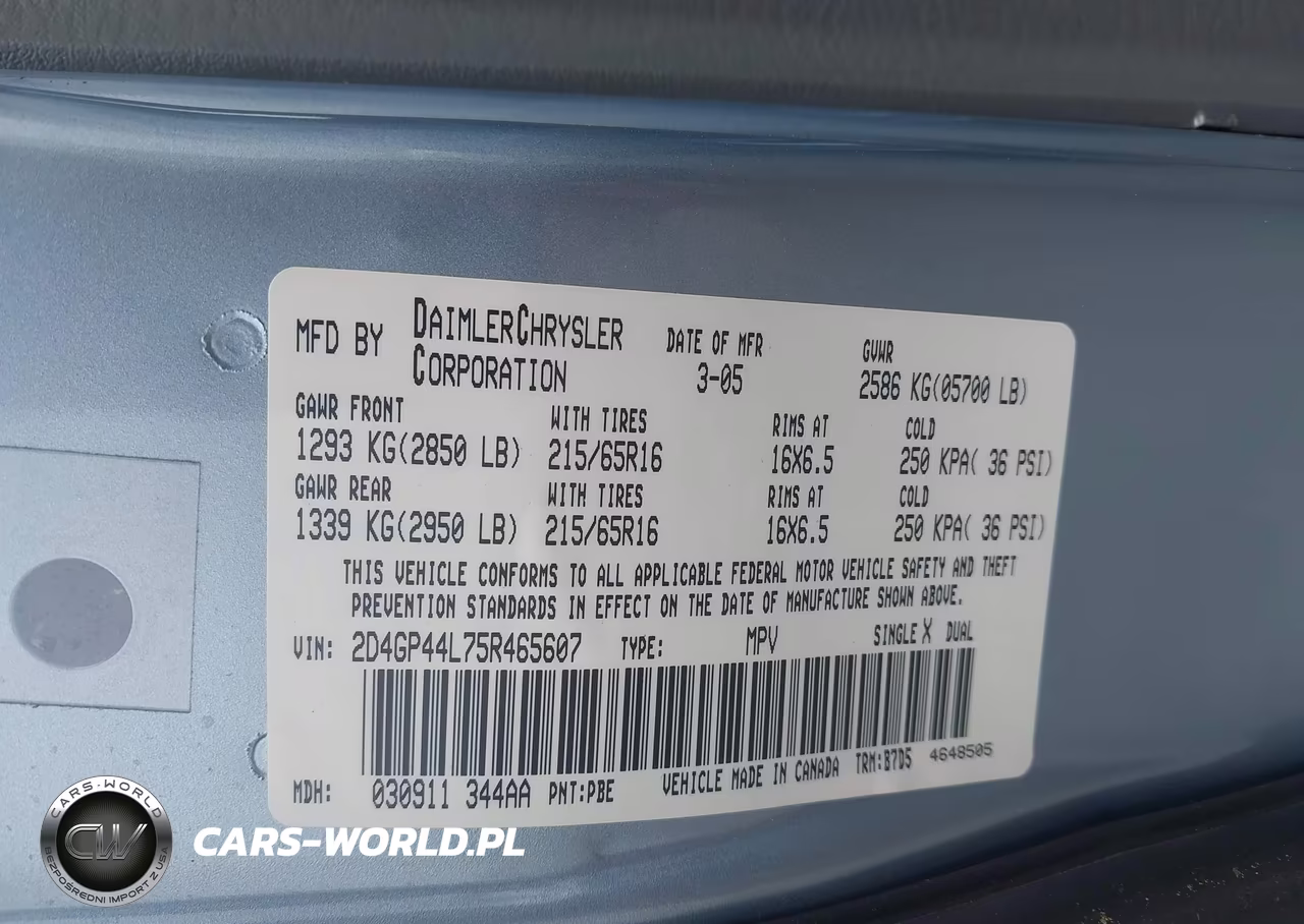 2005 Dodge Grand Caravan Sxt VIN:2D4GP44L75R465607 - 9
