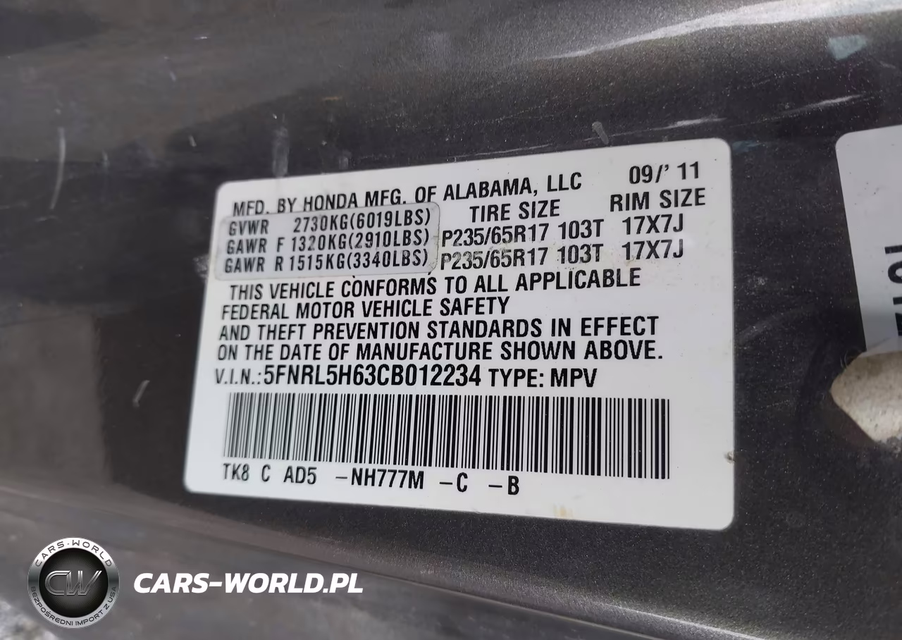 2012 Honda Odyssey Ex-L VIN:5FNRL5H63CB012234 - 9