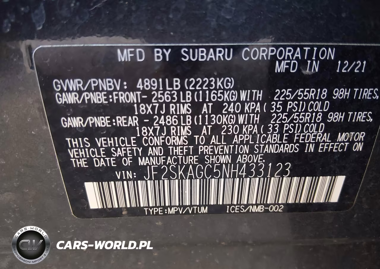 2022 Subaru Forester Sport VIN:JF2SKAGC5NH433123 - 9