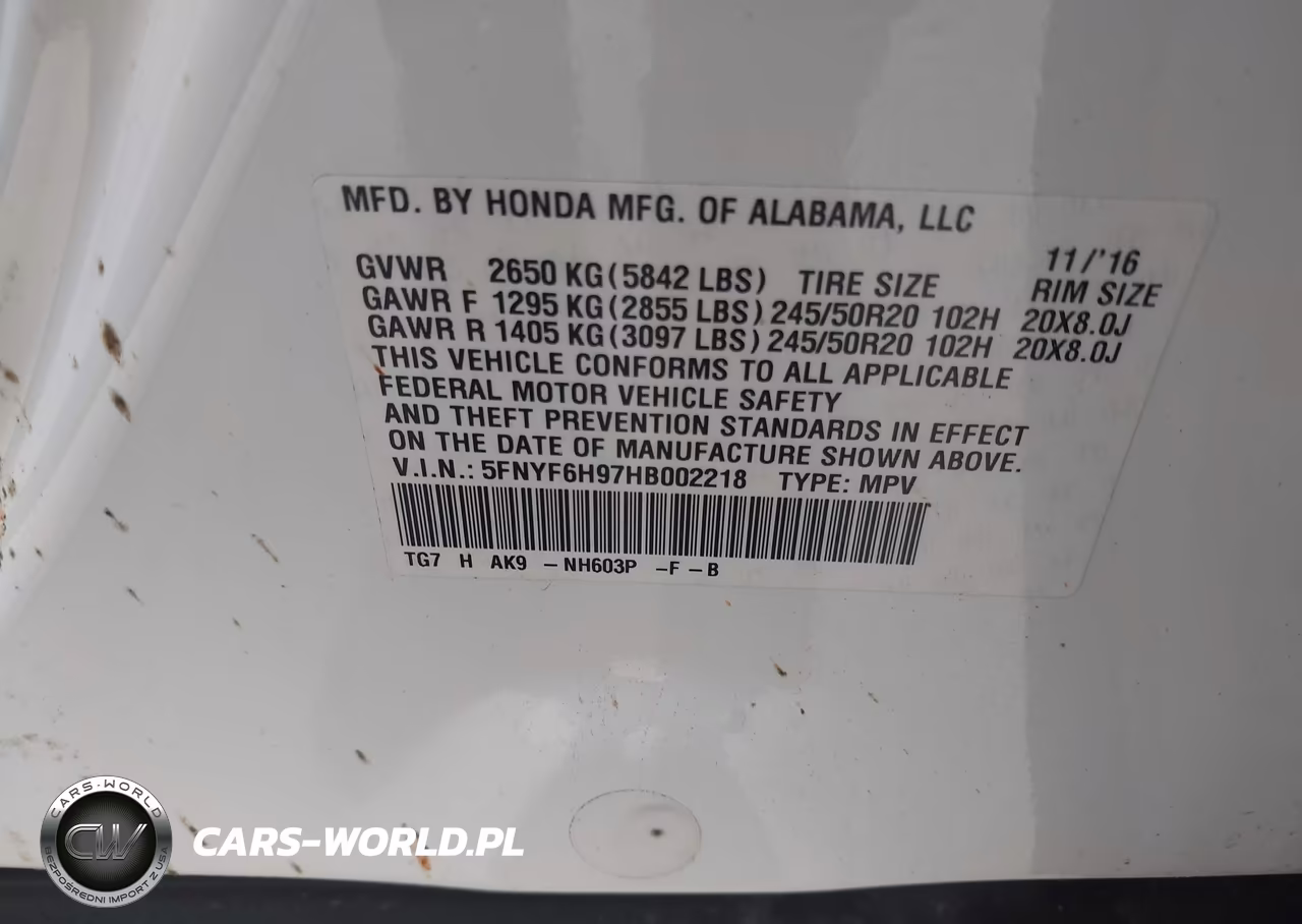2017 Honda Pilot Touring VIN:5FNYF6H97HB002218 - 9