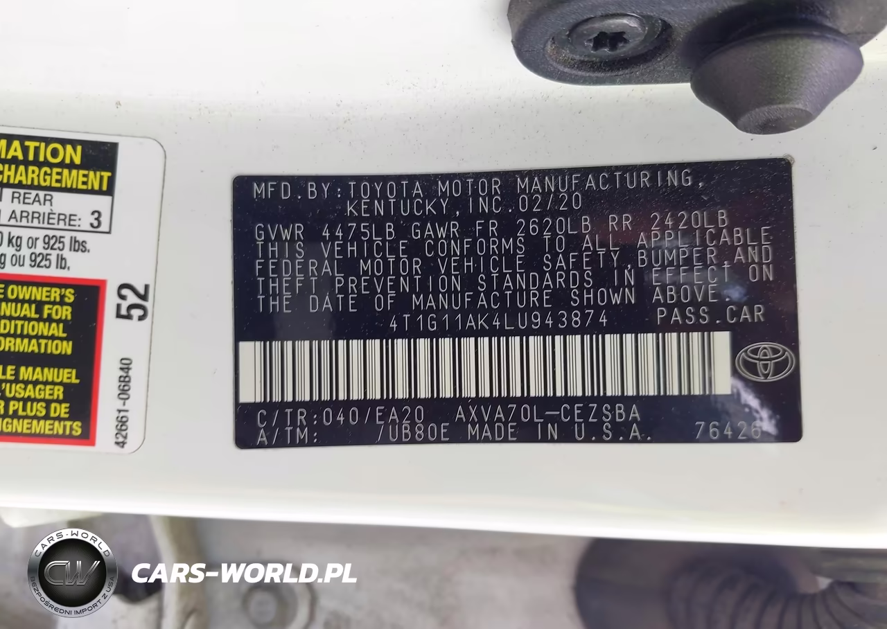2020 Toyota Camry Se VIN:4T1G11AK4LU943874 - 9
