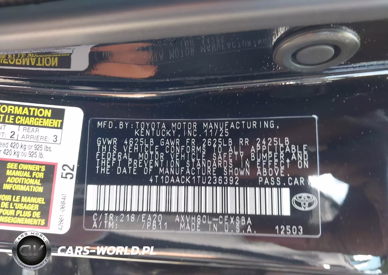 2026 Toyota Camry Se VIN:4T1DAACK1TU236392 - 9