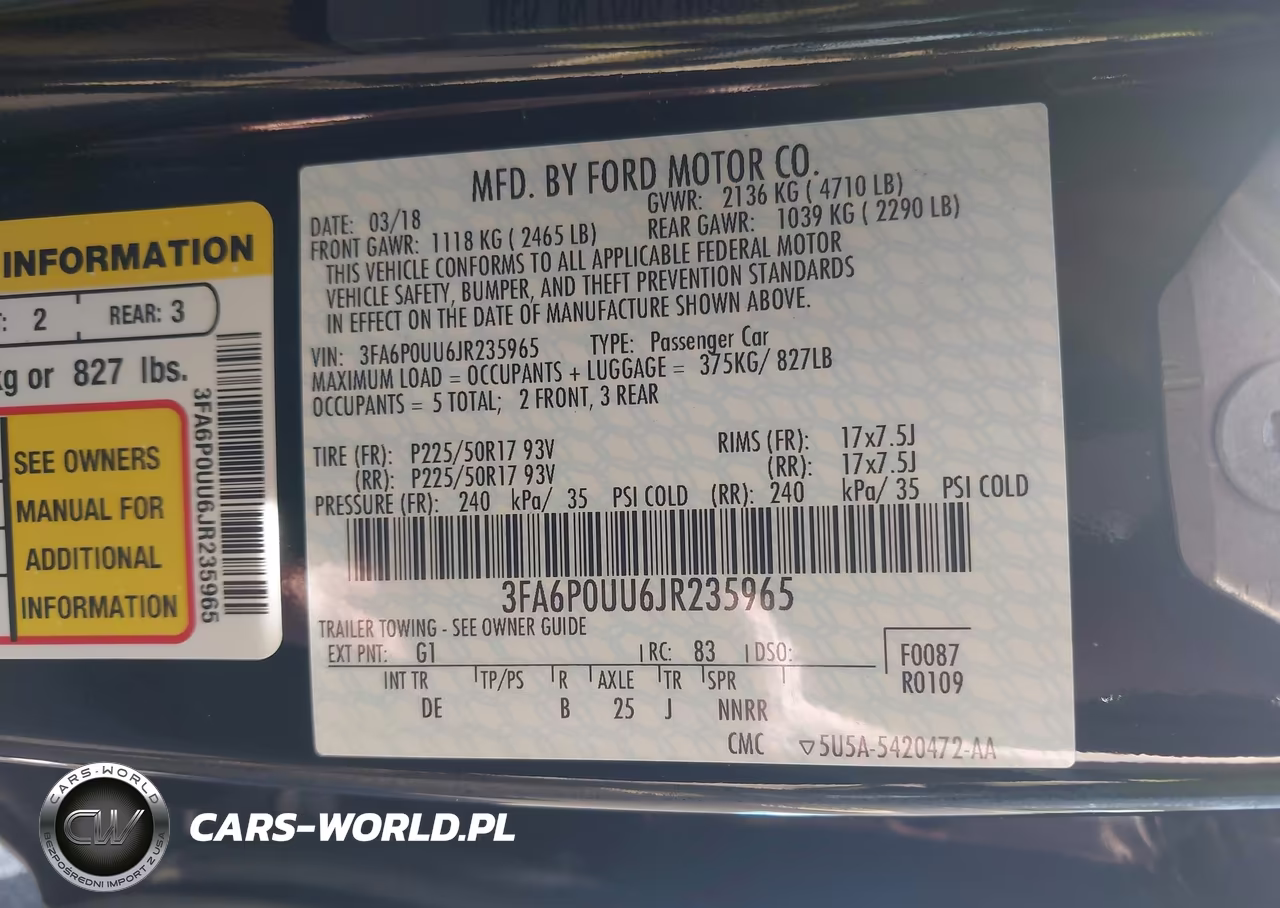 2018 Ford Fusion Hybrid S VIN:3FA6P0UU6JR235965 - 9