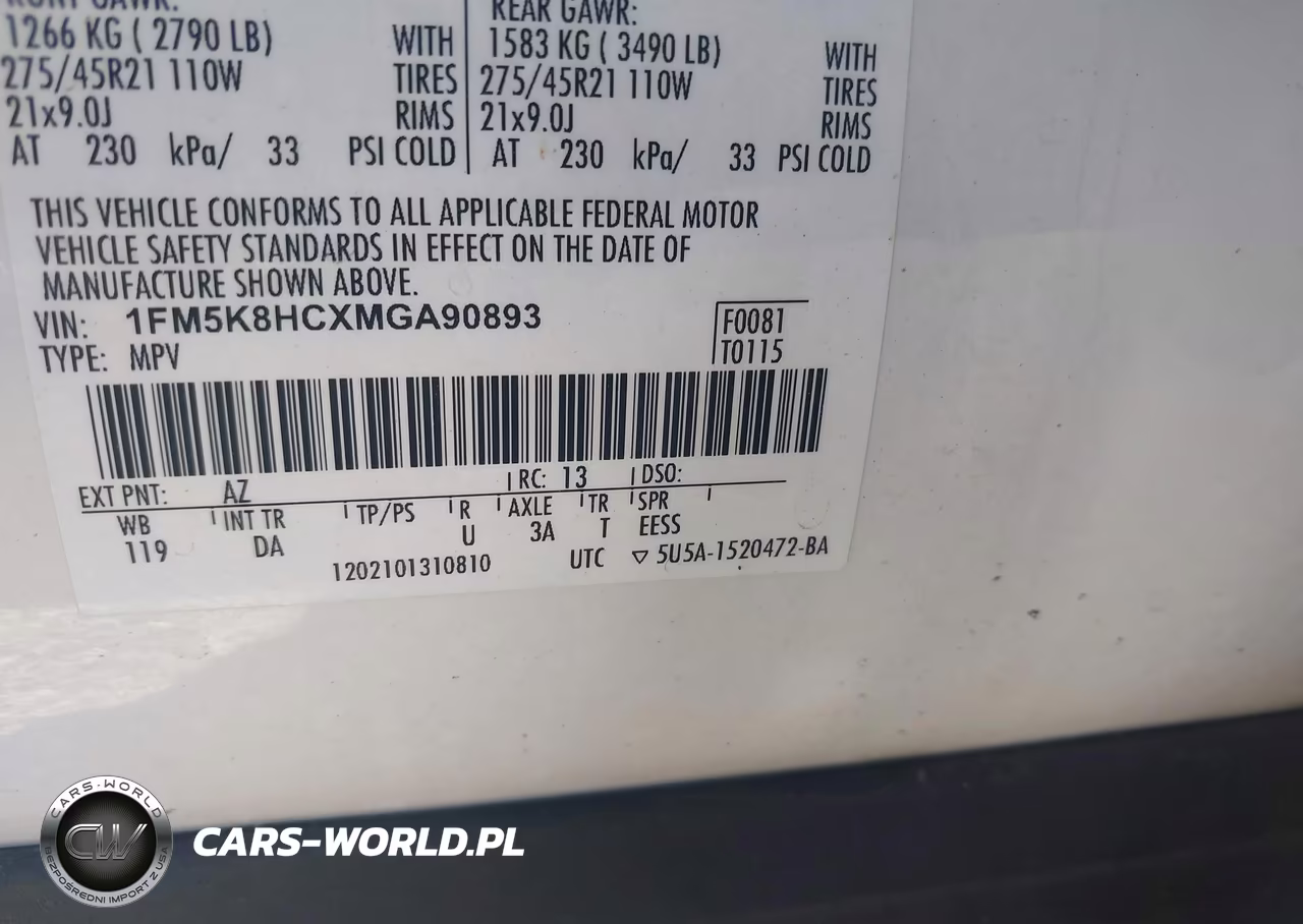 2021 Ford Explorer Platinum VIN:1FM5K8HCXMGA90893 - 9