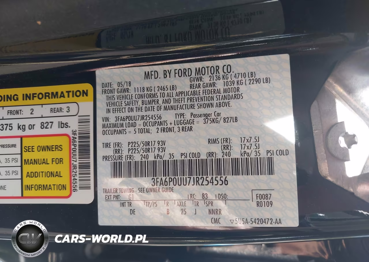 2018 Ford Fusion Hybrid S VIN:3FA6P0UU7JR254556 - 9