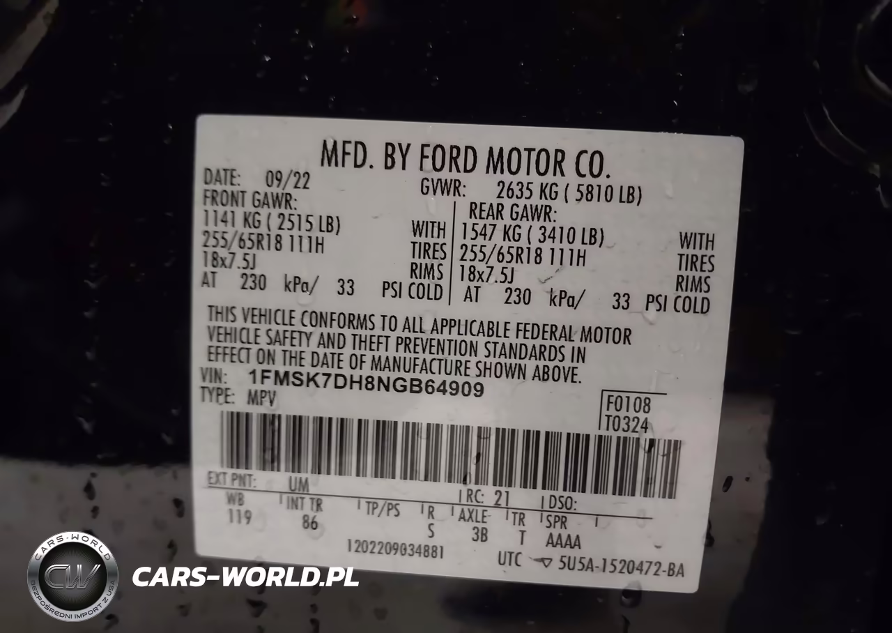 2022 Ford Explorer Xlt VIN:1FMSK7DH8NGB64909 - 9
