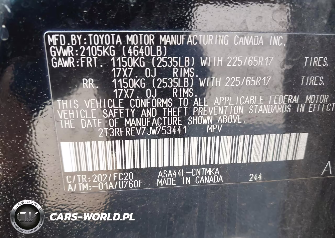 2018 Toyota Rav4 Xle VIN:2T3RFREV7JW753441 - 9