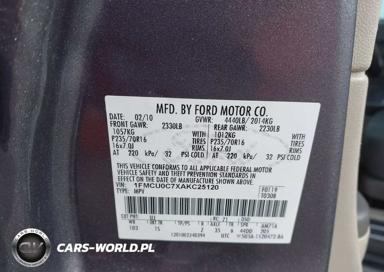 2010 Ford Escape Xls VIN:1FMCU0C7XAKC25120 - 9