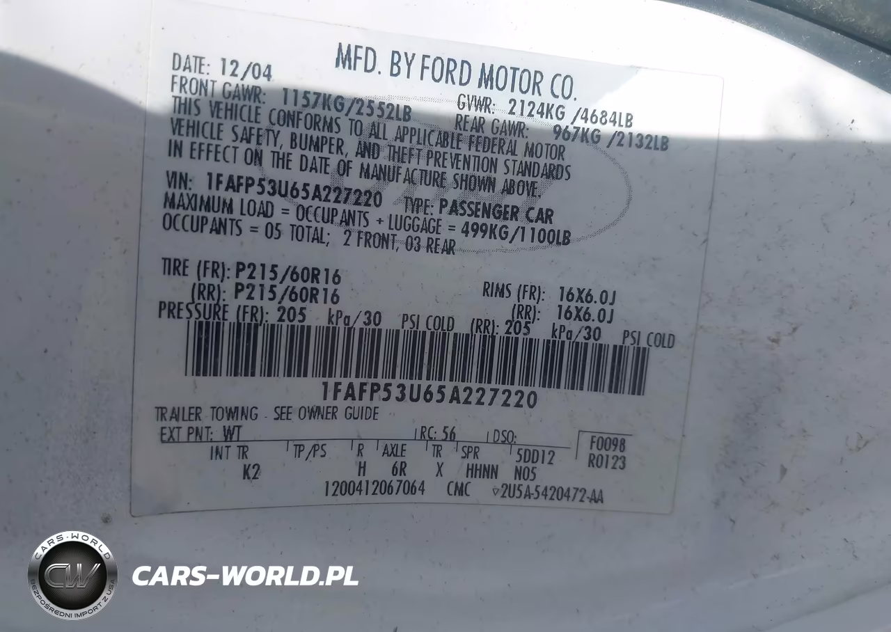 2005 Ford Taurus Se VIN:1FAFP53U65A227220 - 9