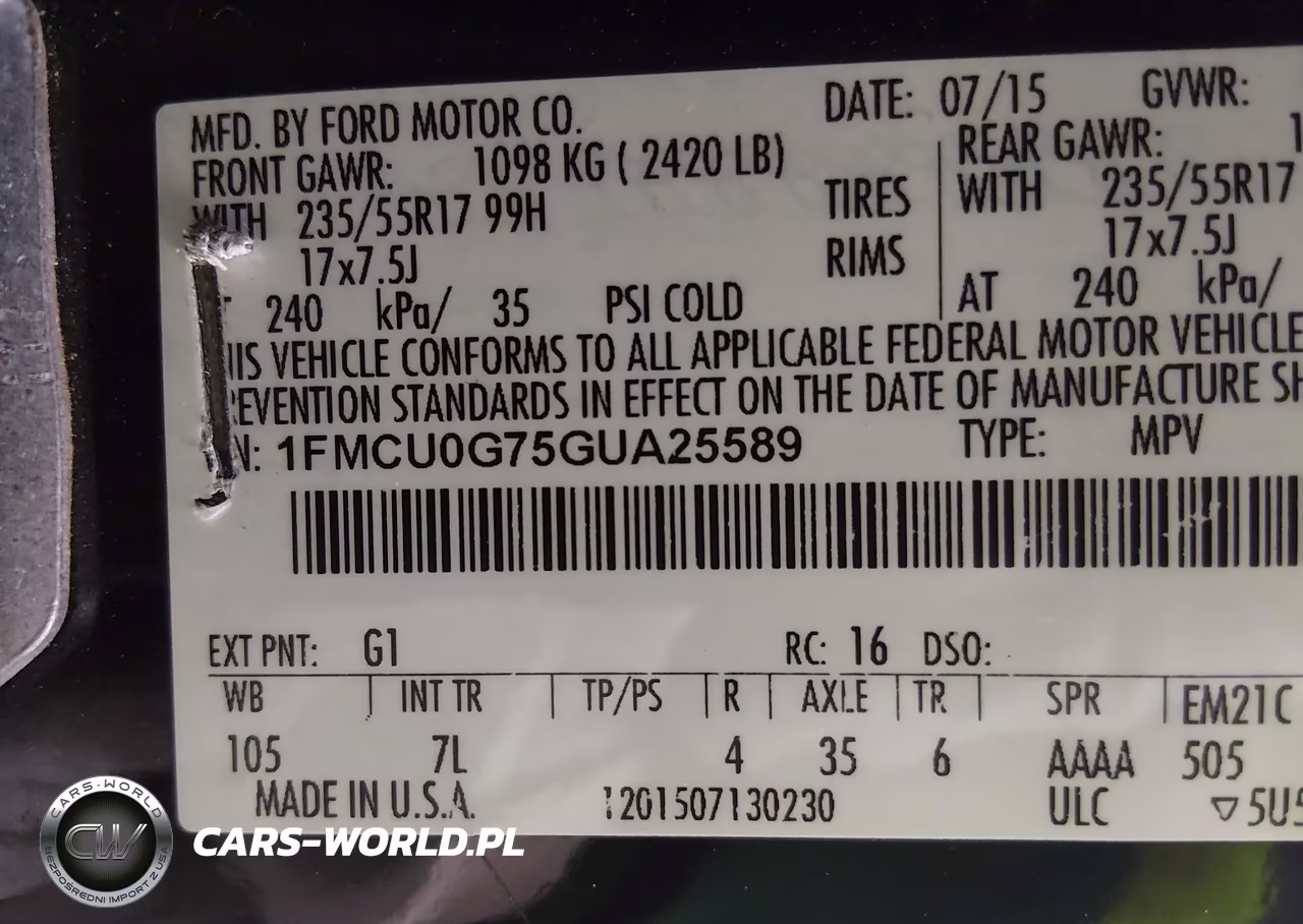 2016 Ford Escape Se VIN:1FMCU0G75GUA25589 - 9