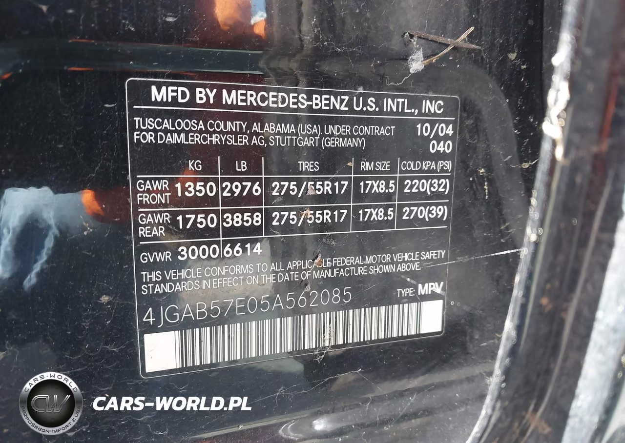 2005 Mercedes-Benz Ml 350 4Matic VIN:4JGAB57E05A562085 - 9