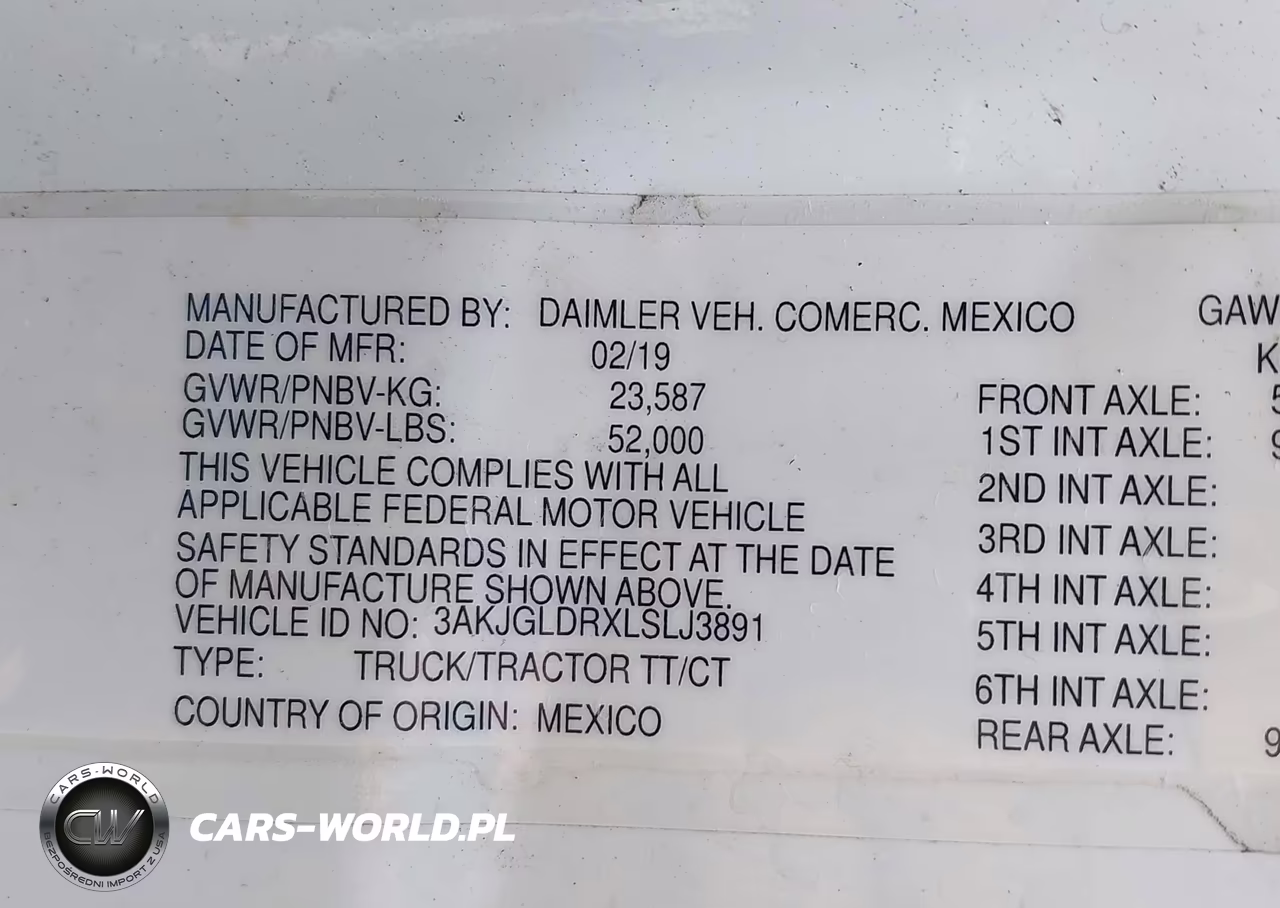 2020 Freightliner Cascadia 125 VIN:3AKJGLDRXLSLJ3891 - 8