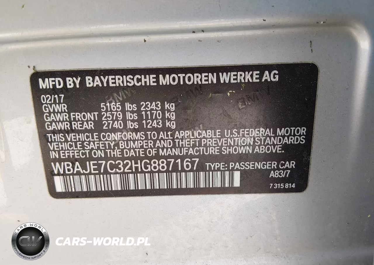 2017 BMW 540I xDrive VIN:WBAJE7C32HG887167 - 9