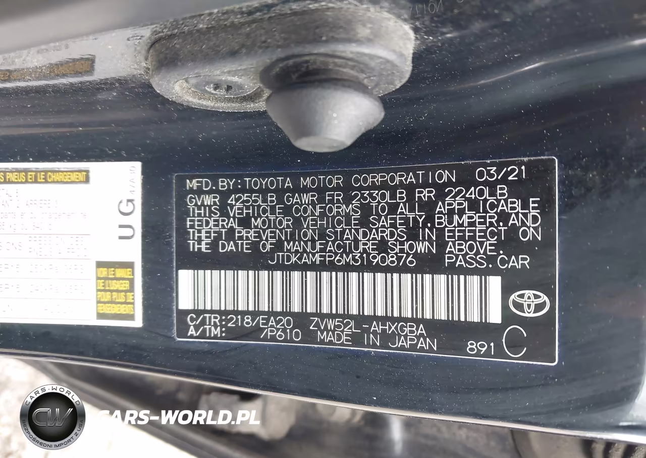 2021 Toyota Prius Prime Xle VIN:JTDKAMFP6M3190876 - 9