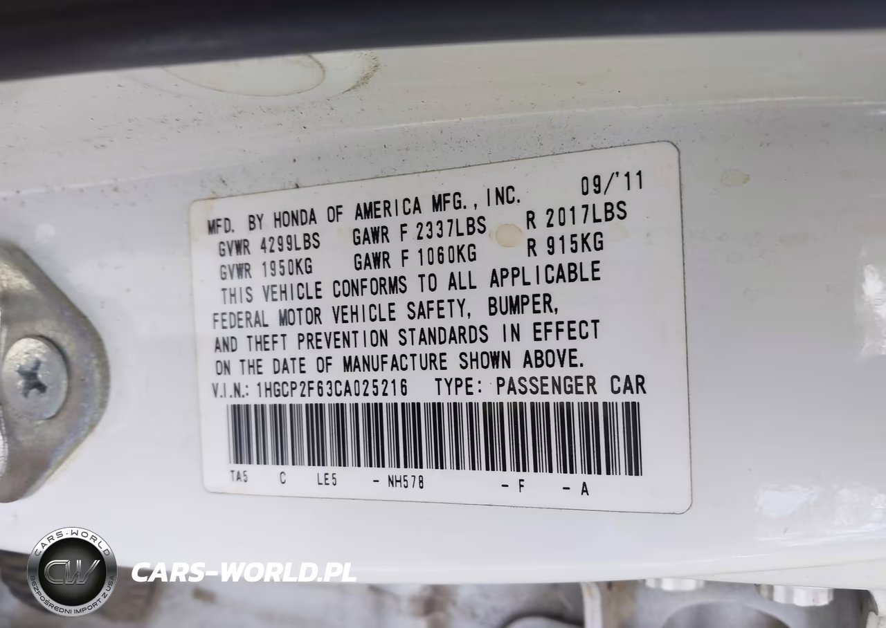 2012 Honda Accord 2.4 Se VIN:1HGCP2F63CA025216 - 9