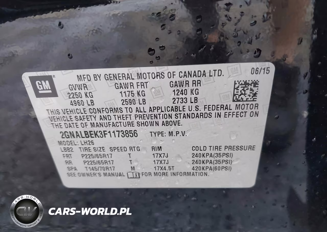 2015 Chevrolet Equinox 1Lt VIN:2GNALBEK3F1173856 - 9